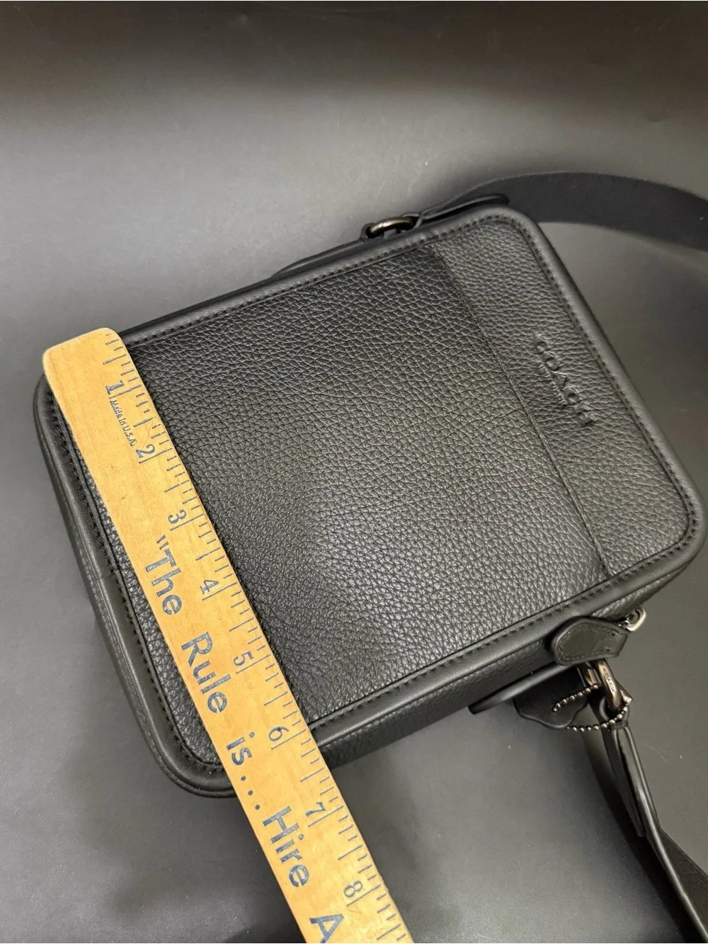 COACH CAT81 Black Solid Refined Pebbled Leather Sullivan Compact Men’s Crossbody